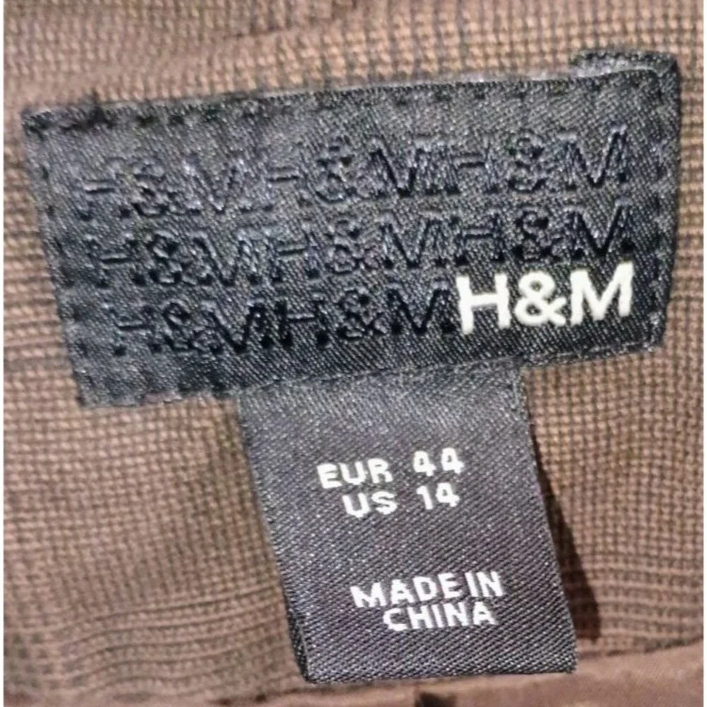 H&M Women's Brown Double Breasted Utility Jacket Coat Belted Size 14 EU 44